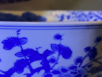 A Chinese blue and white 'Three friends of winter' bowl, Kangxi mark and of the period